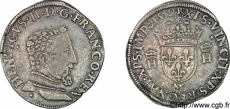 FRANÇOIS II. MONNAYAGE AU NOM D HENRI II Teston à la tête nue, 5e type 1559 Toulouse TTB
