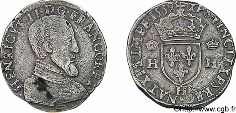 FRANÇOIS II. MONNAYAGE AU NOM D HENRI II Teston à la tête nue, 1er type 1559 La Rochelle TTB