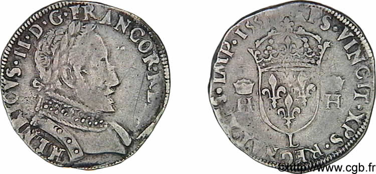 FRANCIS II. COINAGE AT THE NAME OF HENRY II Teston au buste lauré, 2e type 1559 Bayonne fSS