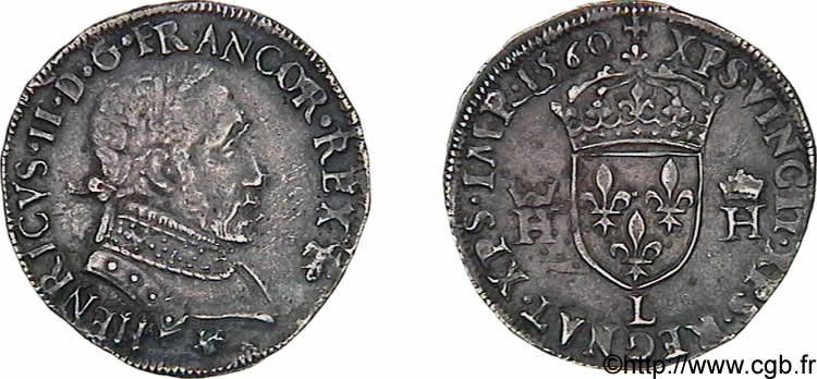 FRANCIS II. COINAGE IN THE NAME OF HENRY II Teston au buste lauré, 2e type 1560 Bayonne XF/AU