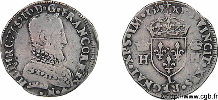 FRANCIS II. COINAGE AT THE NAME OF HENRY II Demi-teston à la tête nue, 1er type 1559 Bayonne MBC