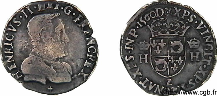 FRANCIS II. COINAGE AT THE NAME OF HENRY II Demi-teston du Dauphiné à la tête nue 1560 Grenoble q.BB/BB