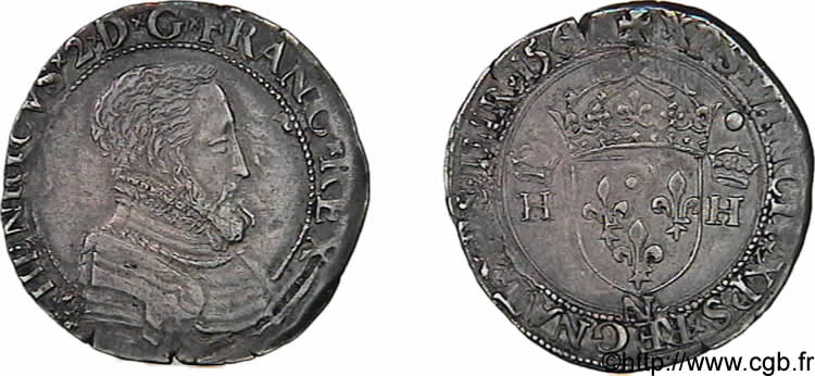 CHARLES IX. COINAGE AT THE NAME OF HENRY II Teston à la tête nue, 6e type 1561 Montpellier fVZ