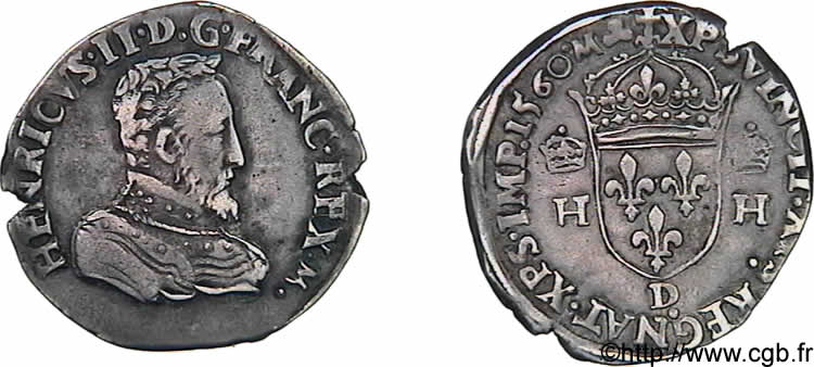 CHARLES IX COINAGE IN THE NAME OF HENRY II Teston à la tête nue, 1er type 1560 Lyon XF