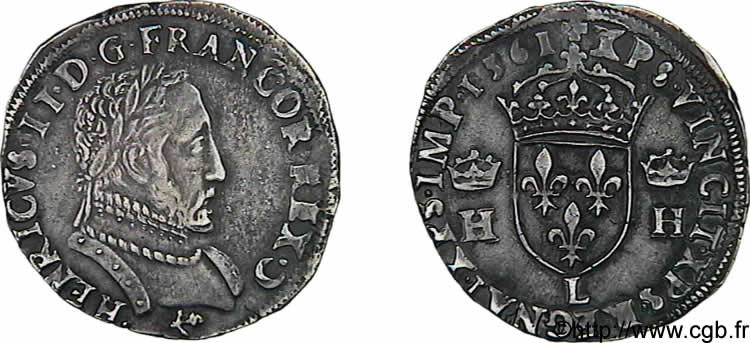 CHARLES IX COINAGE IN THE NAME OF HENRY II Teston au buste lauré, 2e type 1561 Bayonne AU