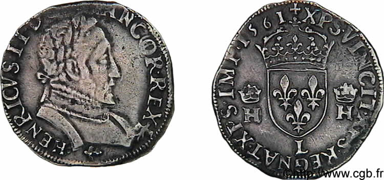 CHARLES IX. MONNAYAGE AU NOM DE HENRI II Teston au buste lauré, 2e type 1561 Bayonne TTB/TTB+