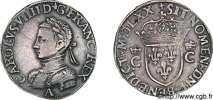 CHARLES IX Teston, 2e type 1570 (MDLXX) Paris TTB+