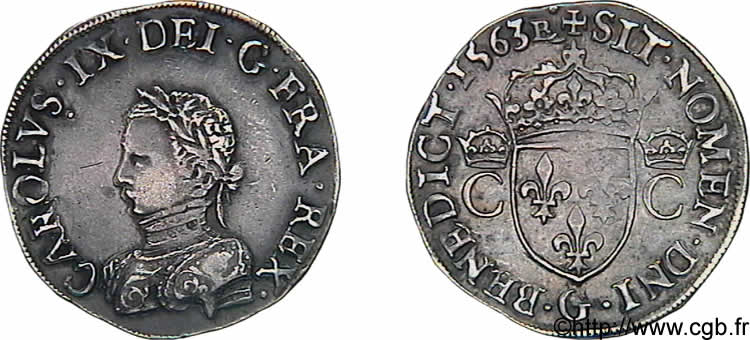 CHARLES IX Teston, 2e type 1563 Poitiers AU