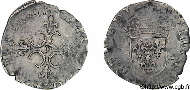 CHARLES IX Sol parisis, 2e type 1567 Angers MBC