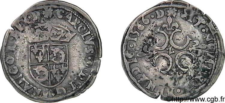 CHARLES IX Sol parisis du Dauphiné 1566 Grenoble TTB