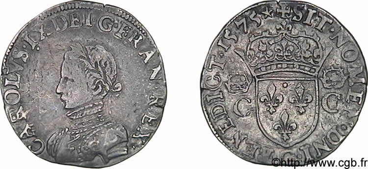 HENRY III. COINAGE AT THE NAME OF CHARLES IX Teston, 2e type 1575 Poitiers SS/fVZ