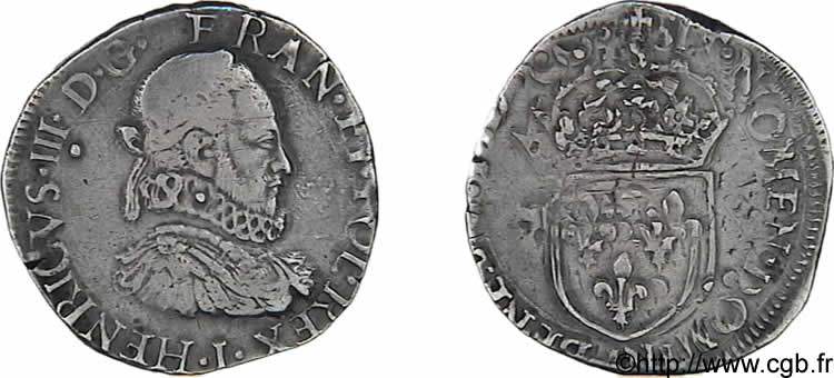 HENRI III Teston, 2e type 1575 Limoges TTB