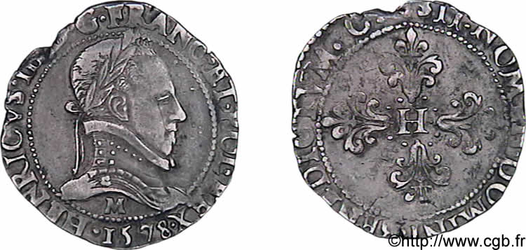 HENRY III Demi-franc au col plat 1578 Toulouse BB