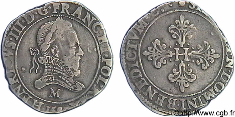 HENRY III Franc au col fraisé 1581 Toulouse VF/AU