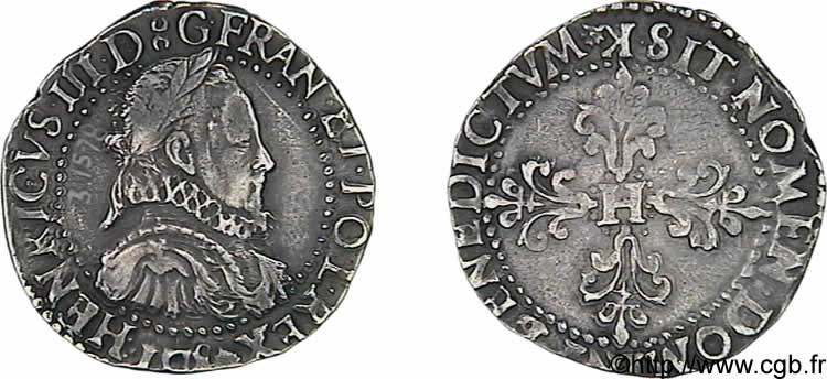 HENRY III Demi-franc au col fraisé 1578 Bordeaux MBC/MBC+