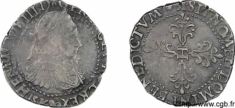 HENRI III Demi-franc au col fraisé 1580 Bordeaux TB+/TTB