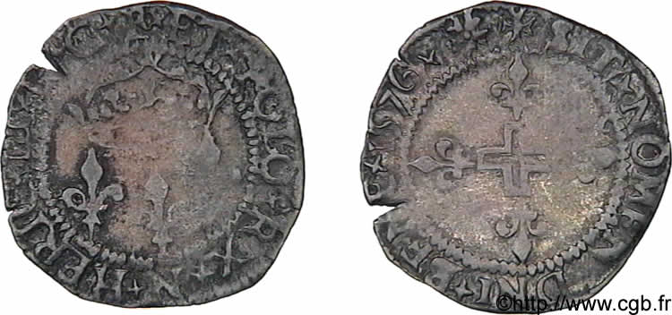 HENRI III Double sol parisis, 1er type 1576 Montpellier TB