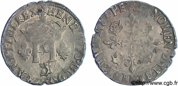 HENRY III Double sol parisis du Dauphiné 1582 Grenoble AU