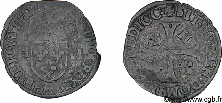 HENRY III Douzain aux deux H, 2e type 1576 Toulouse VF