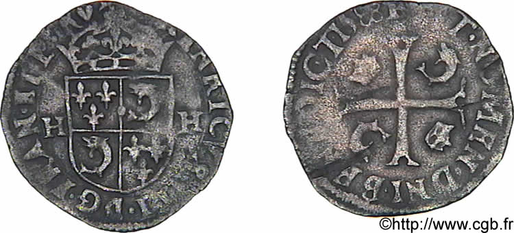 HENRY III Douzain du Dauphiné aux deux H 1588 Grenoble q.BB