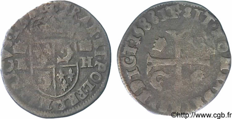 HENRY III Douzain du Dauphiné aux deux H couronnées 1588 Grenoble BC