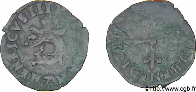 HENRY III Liard du Dauphiné, 2e type 1577 Grenoble BC+