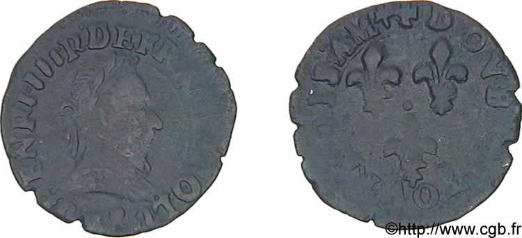 HENRY III Double tournois, 2e type de Lyon 1589 Lyon VF