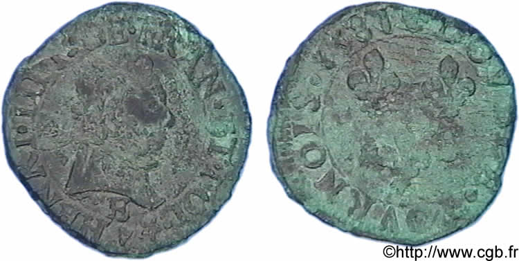 HENRI III Double tournois, type de Tours 1581 Tours TB+