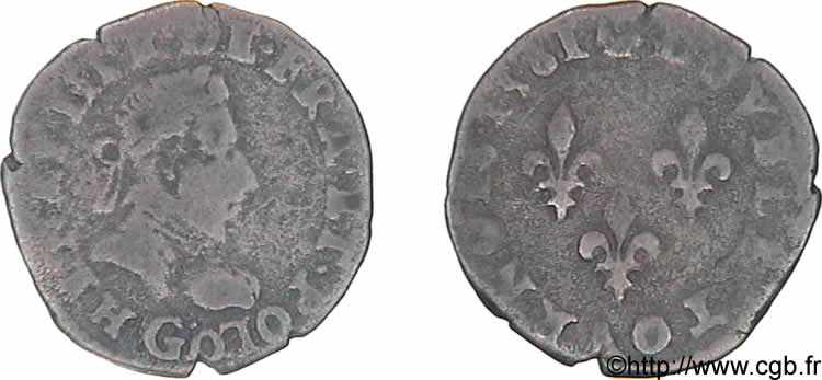 HENRY III Double tournois, type de Poitiers 1581 Poitiers S