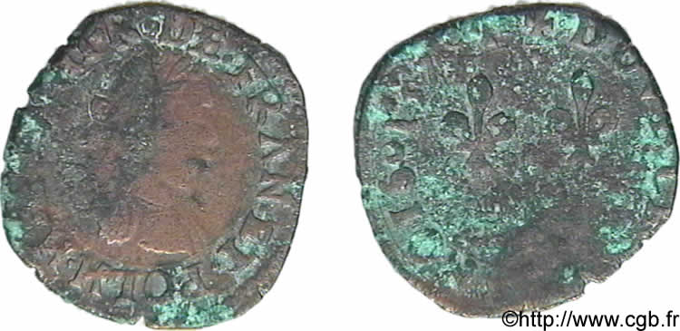 HENRI III Double tournois, 1er type de la Rochelle 1579 La Rochelle TB