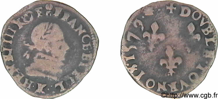 HENRY III Double tournois, 1er type de Bordeaux 1579 Bordeaux BC