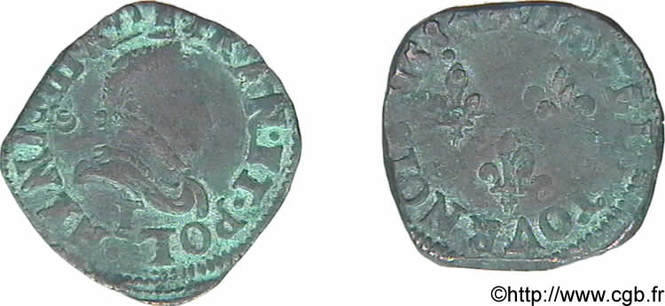 HENRY III Double tournois, 1er type de Nantes 1584 Nantes VF