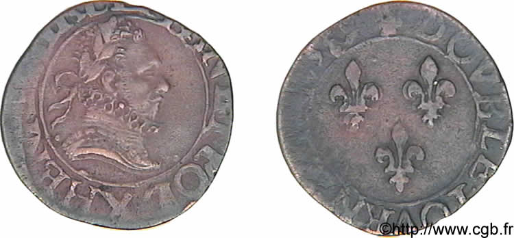 HENRY III Double tournois, type d’Amiens 1589 Amiens XF