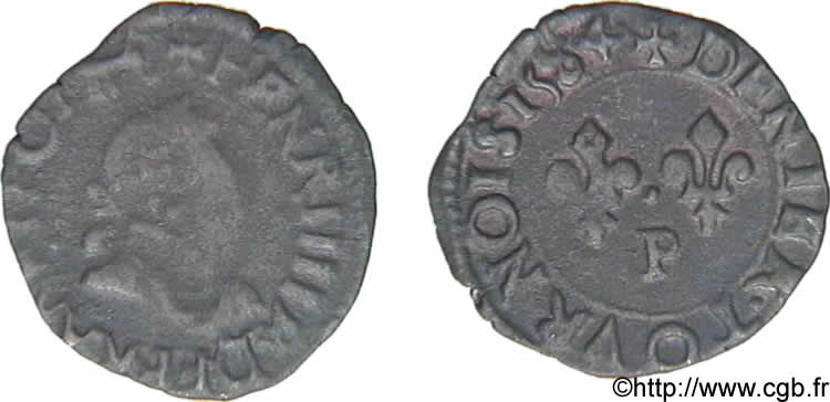 HENRI III Denier tournois, 2e type de Dijon 1584 Dijon TB+/TTB+
