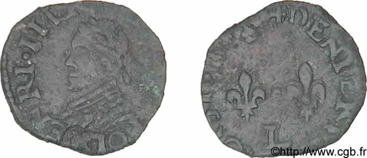 HENRY III Denier tournois, 2e type de Bayonne 1580 Bayonne XF