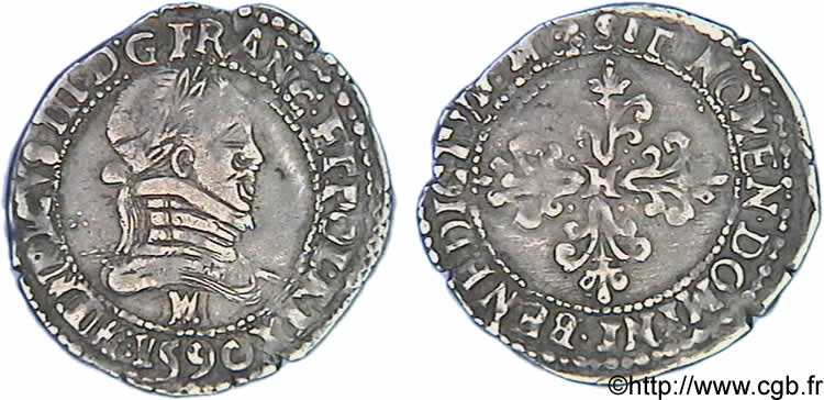LIGUE. COINAGE AT THE NAME OF HENRY III Quart de franc au col plat XF