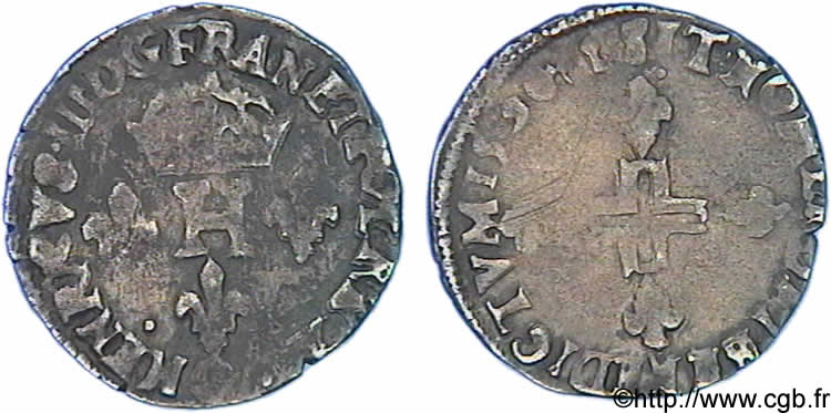 HENRI III Double sol parisis, 2e type 1590 Narbonne TTB
