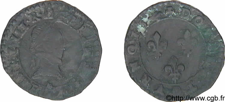 LIGUE. COINAGE AT THE NAME OF HENRY III Double tournois, 3e type de Paris, frappé au marteau n.d. Paris BB