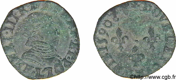 HENRI III Double tournois, 1er type de Bayonne 1590 Bayonne TTB