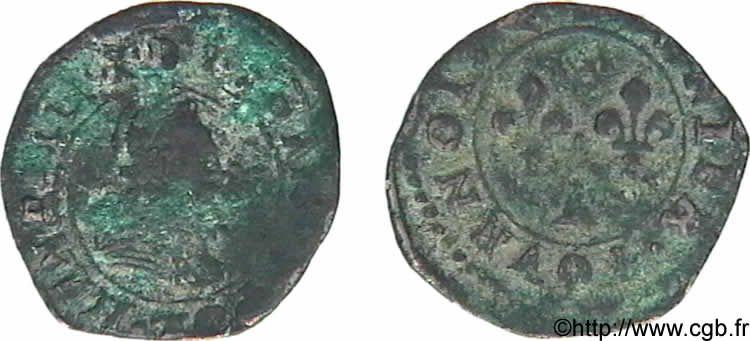 LIGUE. COINAGE AT THE NAME OF HENRY III Denier tournois, 3e type de Paris, frappé au marteau n.d. Paris BC