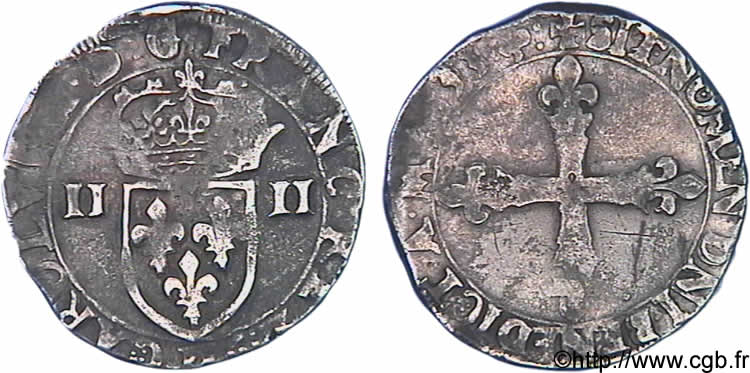 CHARLES X, CARDINAL DE BOURBON Quart d’écu, 2e type 1593 Lyon TB+