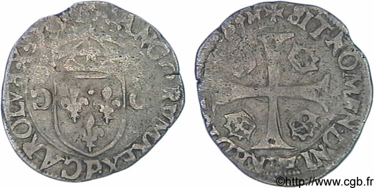 CHARLES X, CARDINAL OF BOURBON Douzain aux deux C, 1er type 1595 Dijon AU