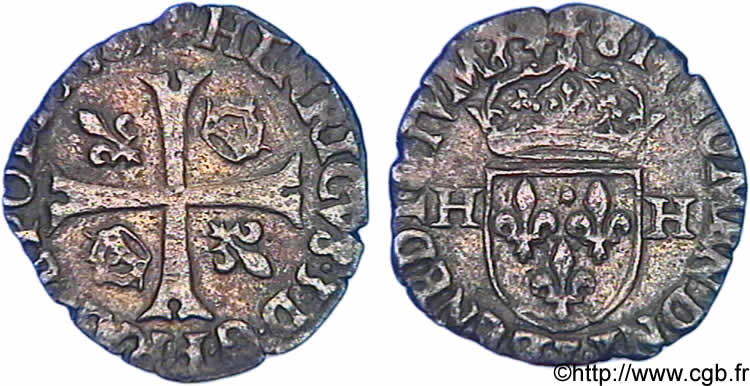 HENRY III Douzain aux deux H, 4e type 1589 Bayonne AU