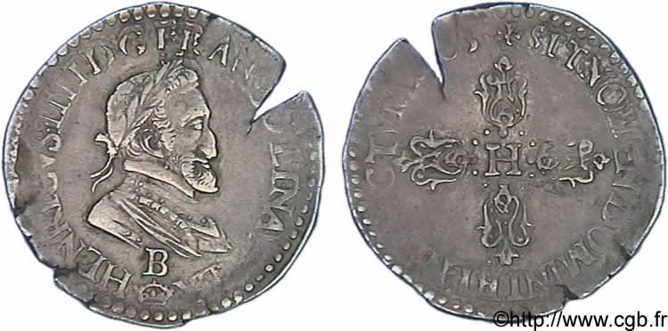 HENRY IV Demi-franc, type de Rouen 1603 Rouen MBC