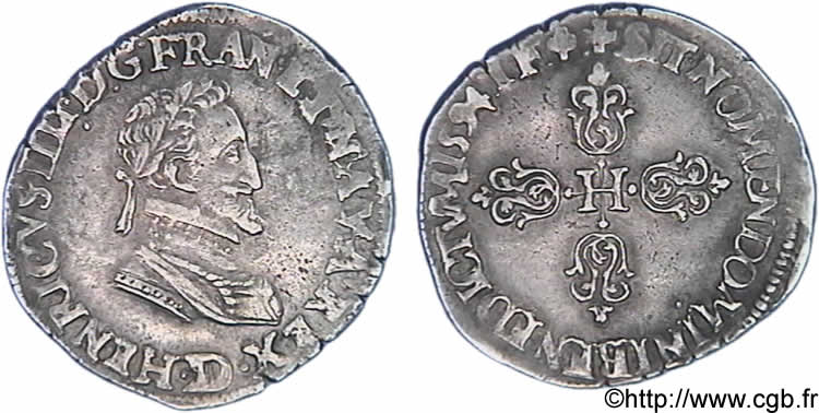 HENRI IV LE GRAND Demi-franc, type de Lyon 1594 Lyon TTB/TTB+