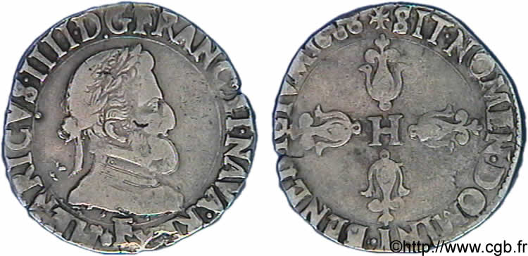 HENRY IV Demi-franc, 2e type d Angers et Tours 1606 Angers MBC