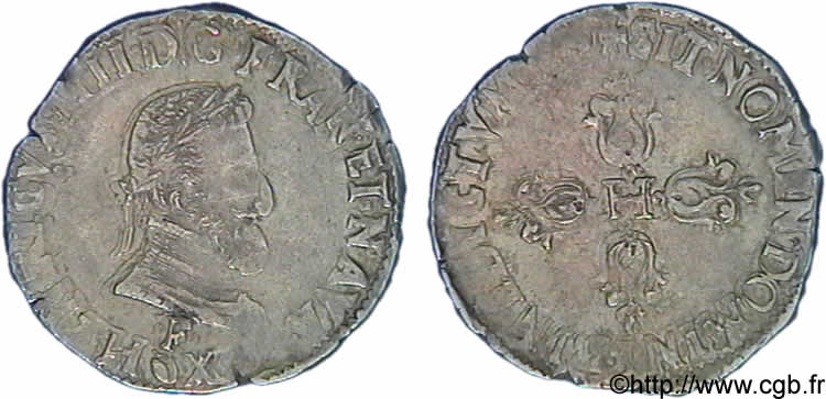 HENRI IV LE GRAND Demi-franc, 2e type d Angers et Tours n.d. Angers TTB
