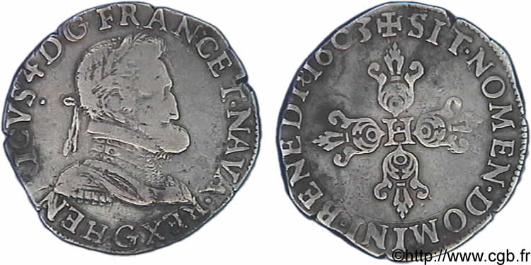 HENRI IV LE GRAND Demi-franc, type de Poitiers 1603 Poitiers TB+/TTB