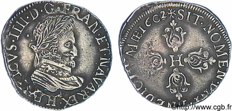 HENRI IV LE GRAND Demi-franc, type de Limoges 1602 Limoges TTB+
