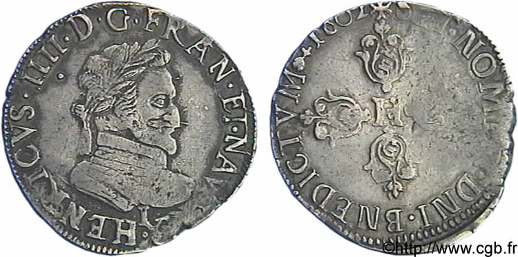 HENRI IV LE GRAND Demi-franc, type de Limoges 1602 Limoges TTB
